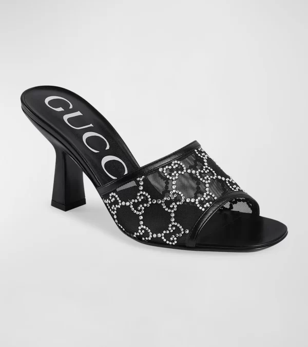 Demi Rhinestone Mesh Mule Sandals